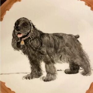 Hand Painted Dog On 12" Plate Signed